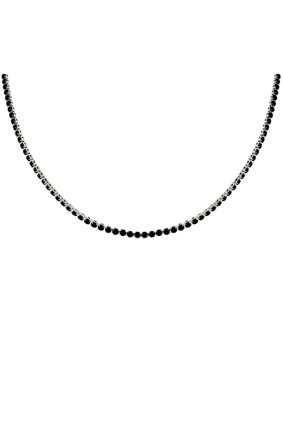 Tennis Necklace for Women 3mm Black or Clear Cubic Zirconia Choker 16-18" Adjust Length Stainless Steel