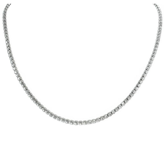 Tennis Necklace for Women 3mm Black or Clear Cubic Zirconia Choker 16-18" Adjust Length Stainless Steel