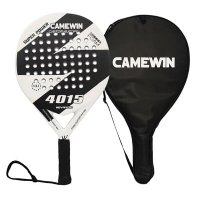 Tennis Paddle Racket with Carbon Fiber Surface & EVA Foam, Comfortable Grip, Lightweight High-Elastic Racquet with Storage Bag