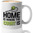thumbnail image 1 of Tennis Player Mug White 11oz - Home is Where The Court is - Court Pro Tennis Racket Ball Winning Double Strategy Trainer Equipment, 1 of 7