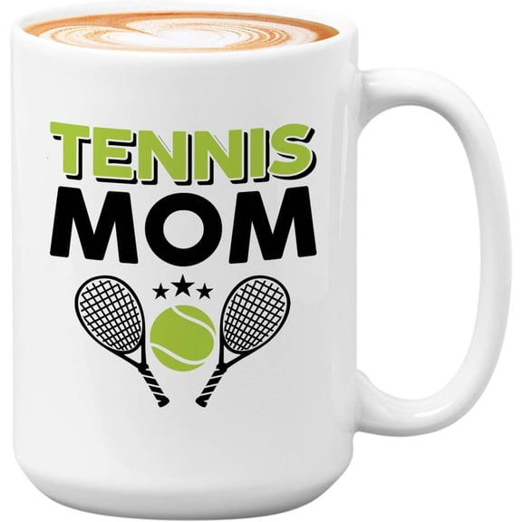 Tennis Player Mug White 15oz - Tennis Mom - Court Pro Tennis Racket Ball Winning Double Strategy Trainer Equipment