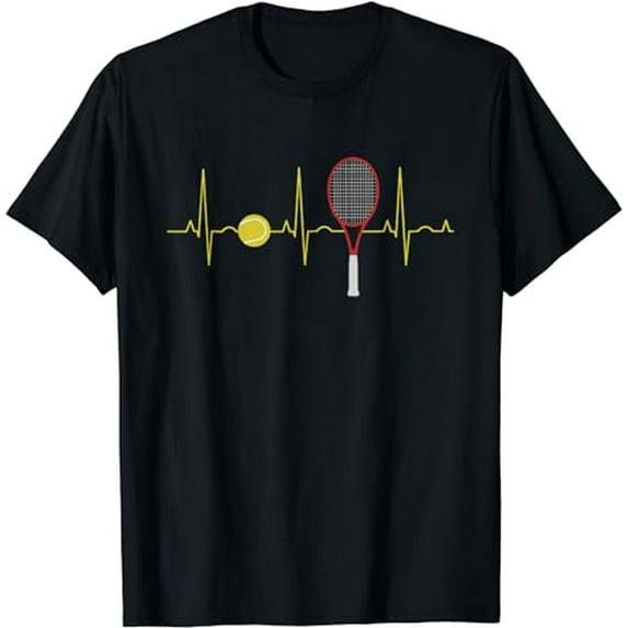Tennis Player Retro Sport Racket & Tennis Ball Heartbeat T-Shirt