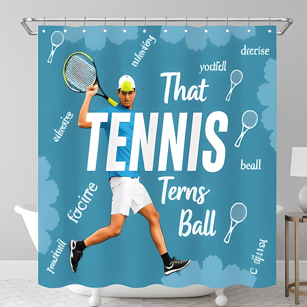 Tennis Ball Pattern Print Bathroom Shower Curtain