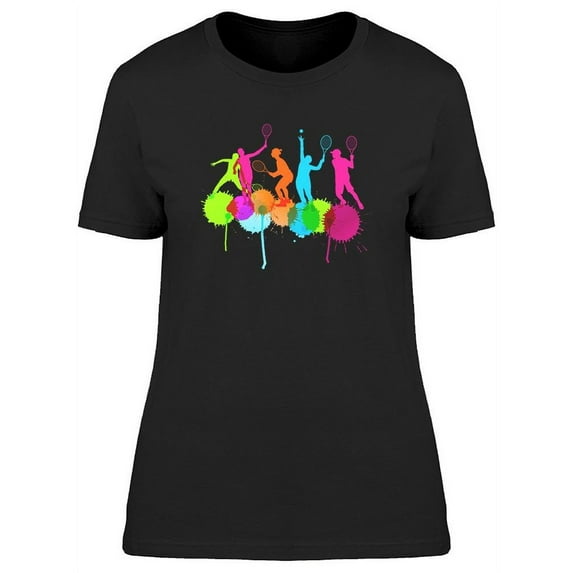 Tennis Players Color Silhouettes T-Shirt Women -Image by Shutterstock, Female Small