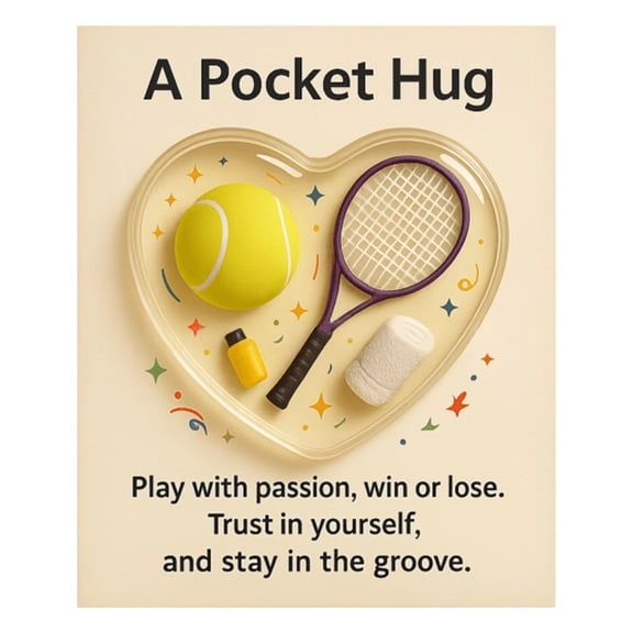 Tennis Pocket Hug, Sports Themed Pocket Hug with Gift Card,Tennis Pocket Hug Encouragement Gift, Tennis Pocket Hug Heart Shape, Tennis Pocket Hug Sports Themed Gifts