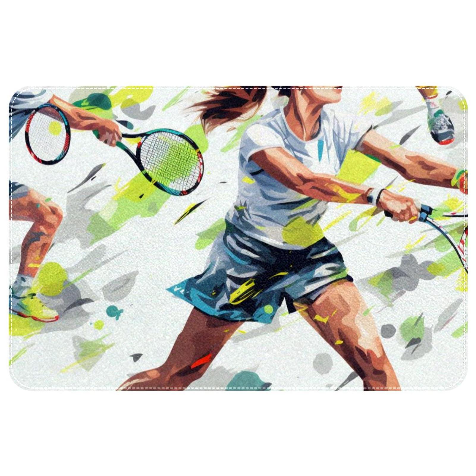 Tennis Coloured Rug Tennis Polyester Non-Slip Machine Washable Indoor Door Area Office Rug ...