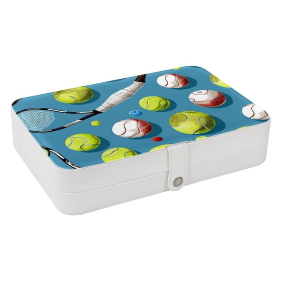 Tennis Portable PU Leather Organizer Box with Removable Compartment for Jewelry Display and Storage - Jewelry Boxes Included