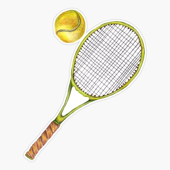 Tennis Racket Ball Pencil Art Vinyl Decal Sticker