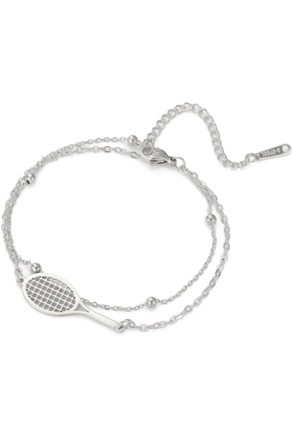 Tennis Racket Bracelet Adjustable Racquet Competition Inspirational Charm Friendship Jewelry Tennis Sport Lover Fan Coaches Trendy Gifts for Women