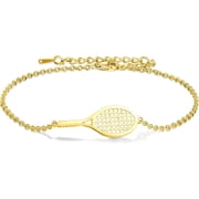 Tennis Racket Bracelet for Women Men Dainty Adjustable Racket Charm Layering Sport Bangle Bracelet Lover Jewelry Tennis Gifts for Women Men Players