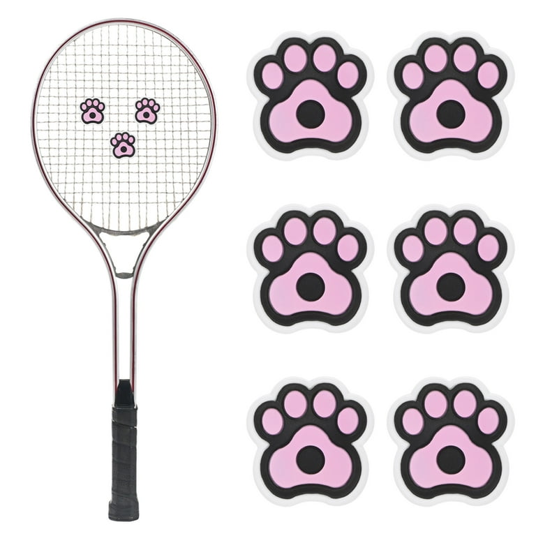 Tennis Racket Dampener [6PCS] - Funny Cute Cats Paw Shape Silicone Tennis  Shock Absorber Racket Vibration Dampener [Pink, Black, White]