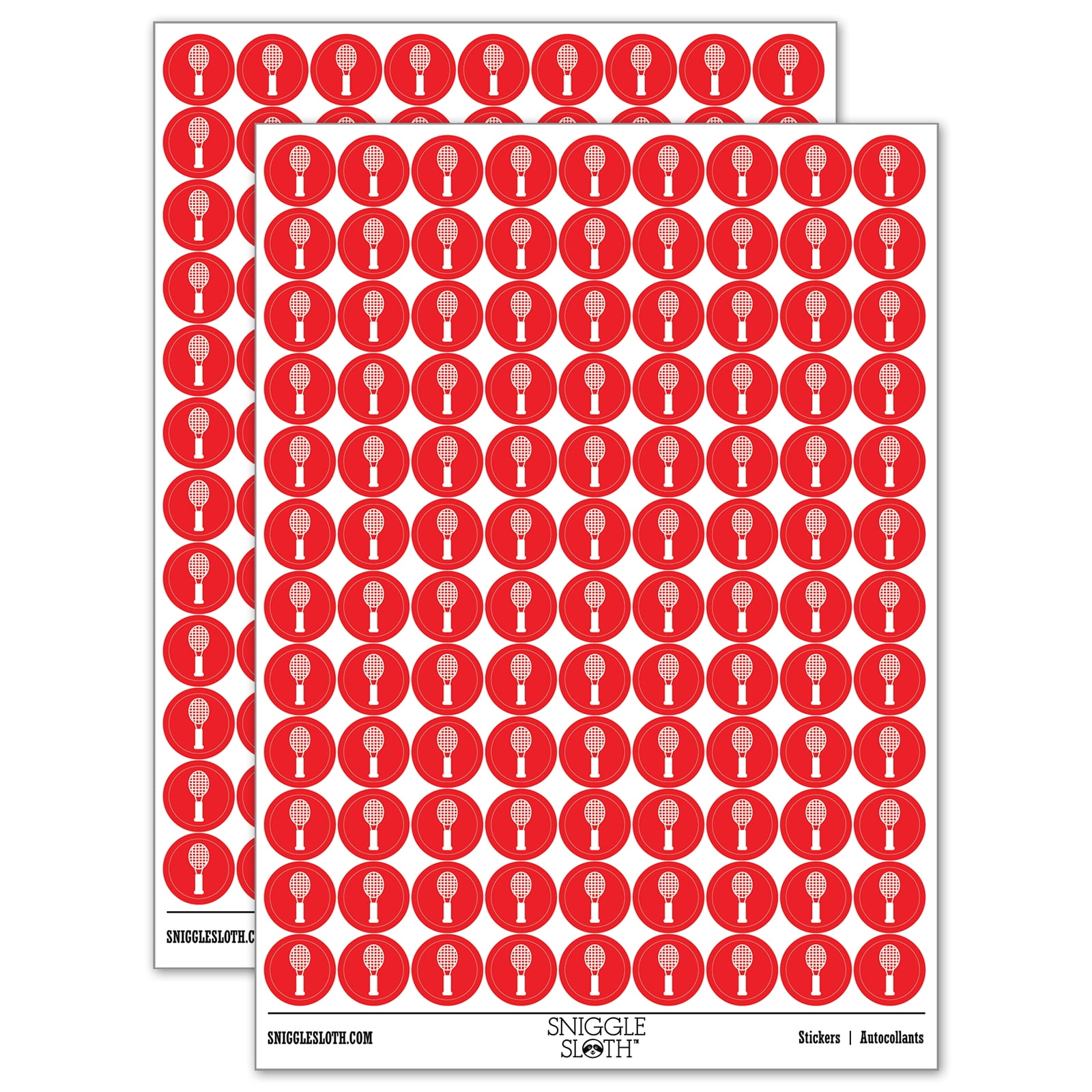 Red Tennis Racket Sticker Tennis Racket Doodle 200+ Round Stickers - Red - Matte Finish - 0.50 ...