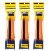 Tennis Racket Grip Tape, PU Racquet Overgrip with Damping Ridges Anti-Slip Absorbent Perforated Handle Grip for Badminton Pickleball, Orange 3 Pack