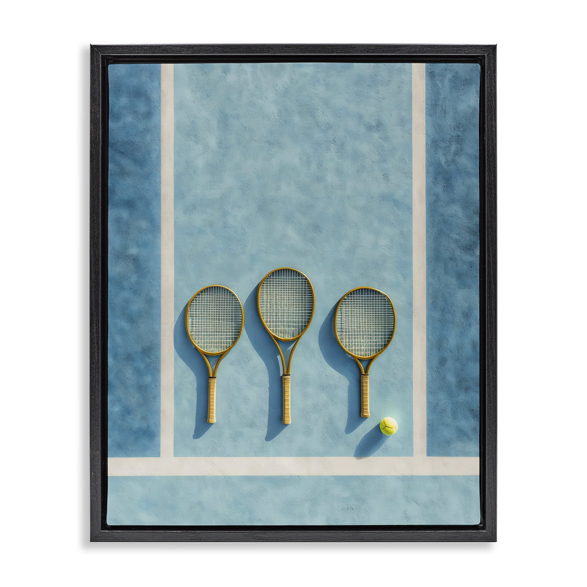 Tennis Racket Trio Black Framed Floater Canvas Wall Art, design by Franklyn Gregory