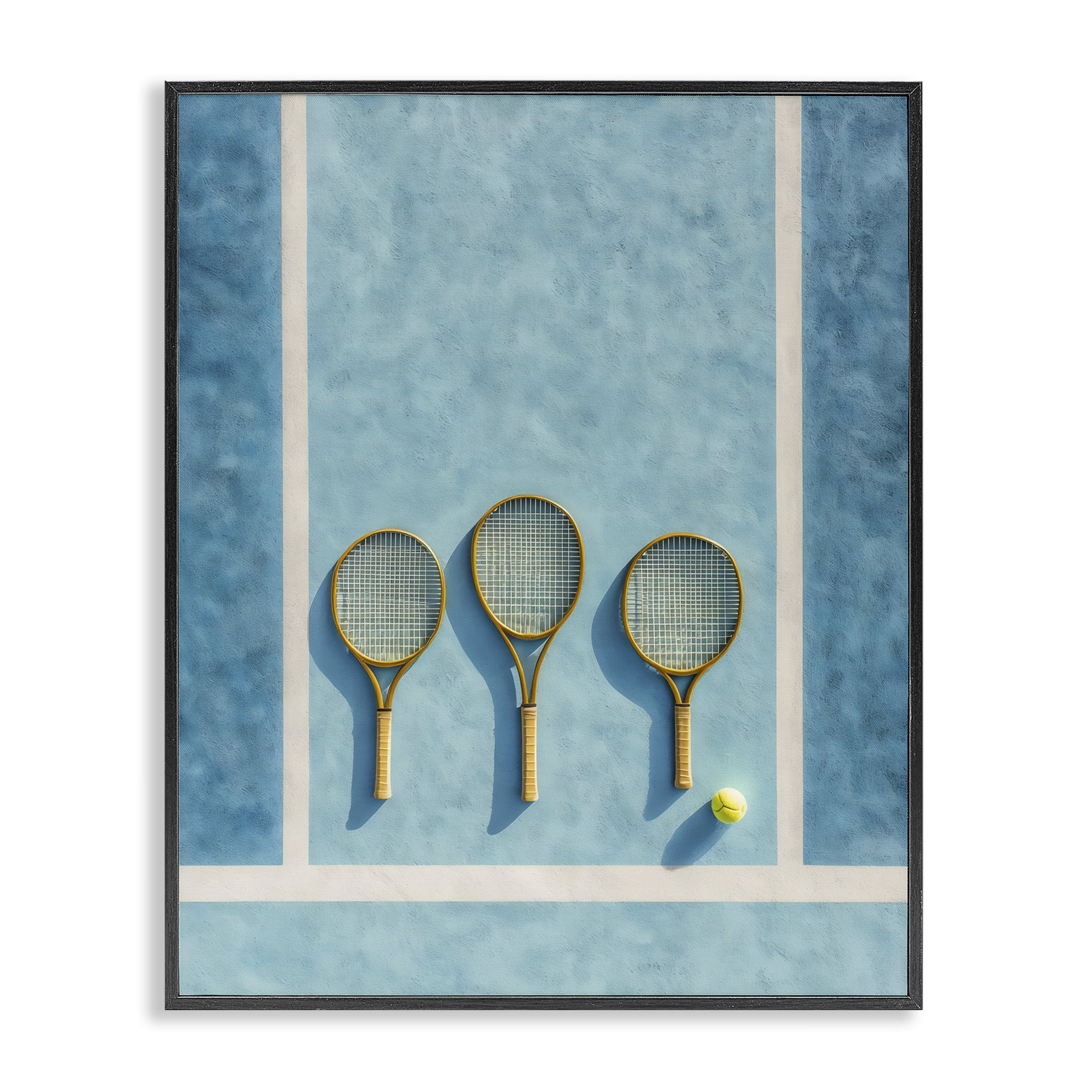 Tennis Racket Trio Black Framed Giclee Art, design by Franklyn Gregory