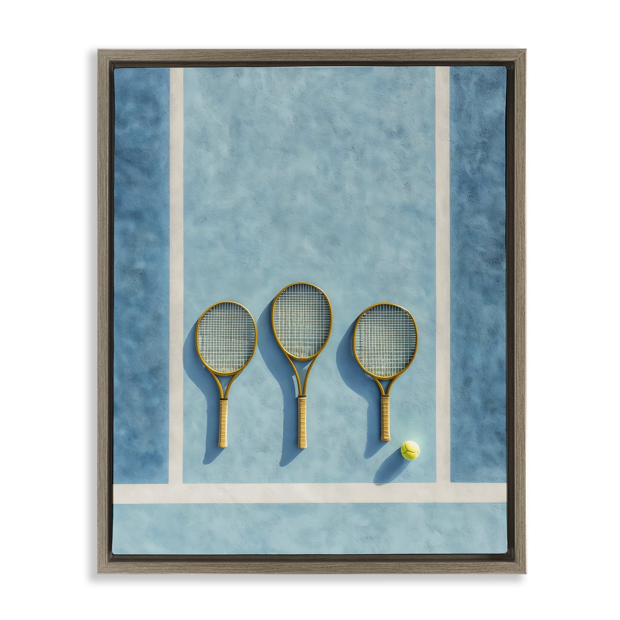 Tennis Racket Trio Brown Framed Floater Canvas Wall Art, design by Franklyn Gregory