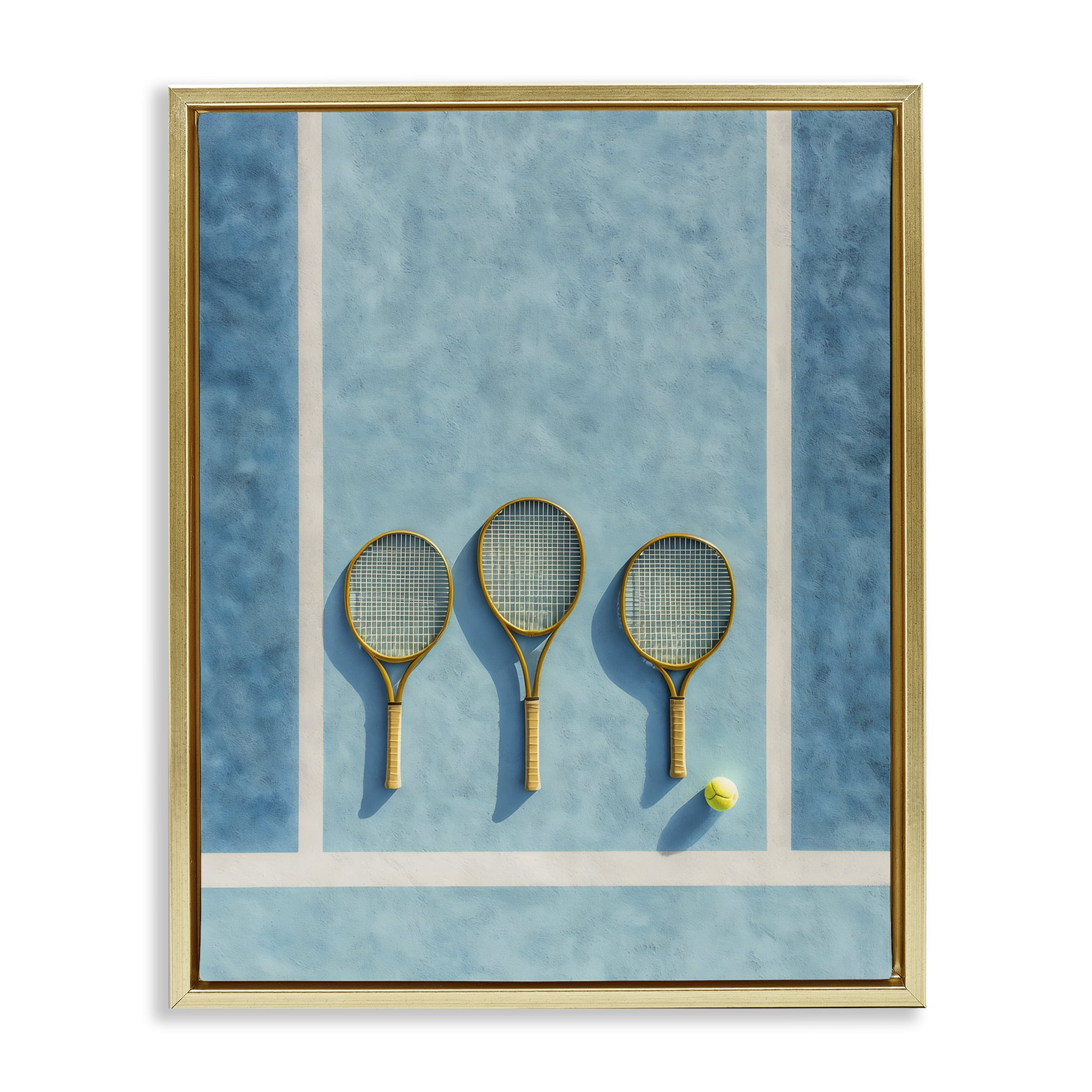Tennis Racket Trio Gold Framed Floater Canvas Wall Art, design by Franklyn Gregory