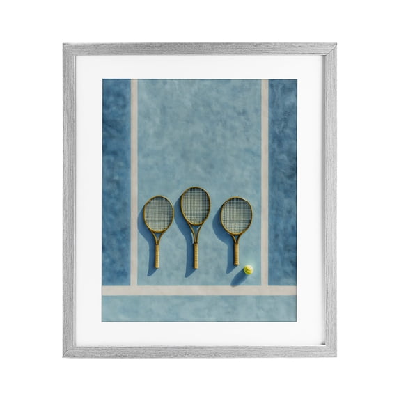 Stupell Industries Contemporary Tennis Racket Trio Gray Framed Print Under Glass, 17 x 21, by Franklyn Gregory
