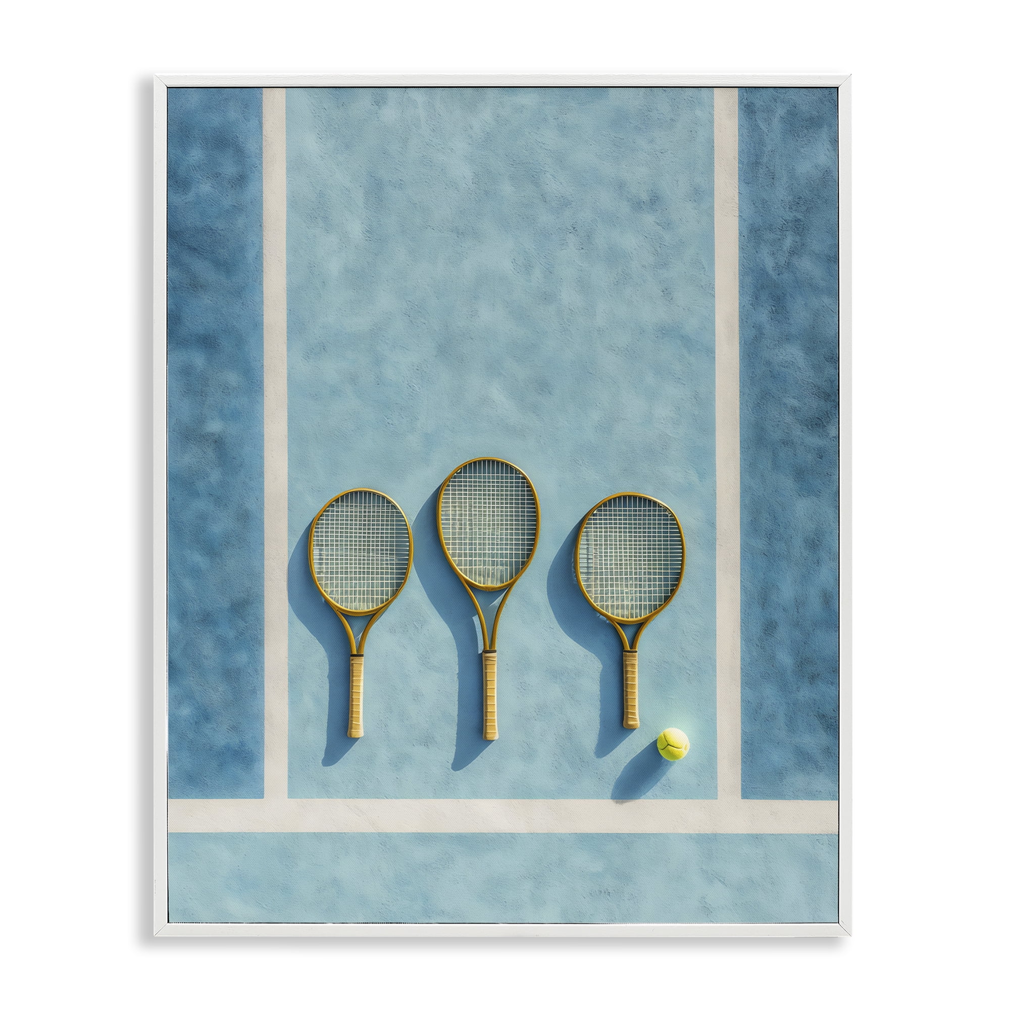 Tennis Racket Trio White Framed Giclee Art, design by Franklyn Gregory