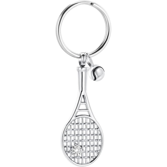Tennis Racket Urn Keychain for Ashes for Women/Men Sport Mini Keyring Urn Locket Cremation Key Chain