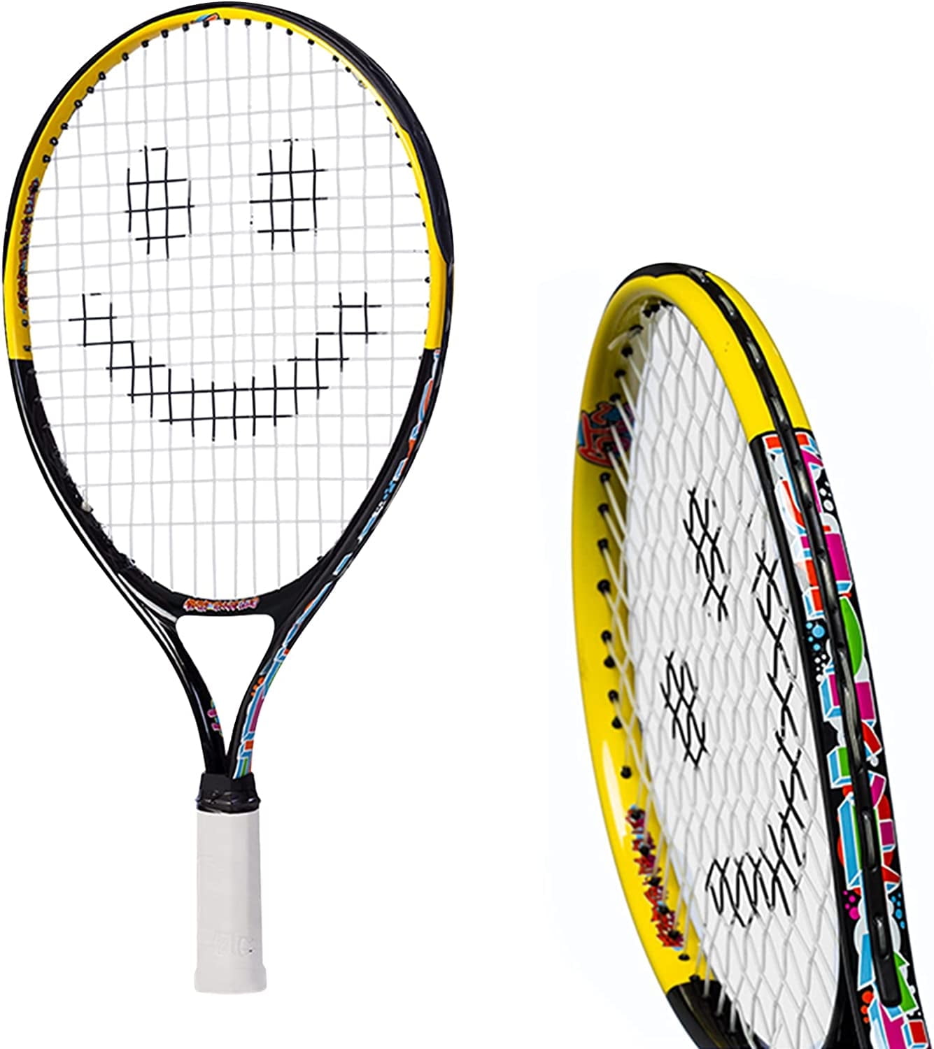 Tennis Racket for Kids with Training Videos by Street Tennis Club - Proper Equipment Helps You Learn Faster and Play Better - 21" Black/Yellow