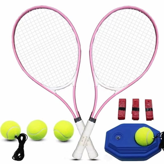 Tennis Rackets For Adult, 2 Players Adult Recreational Tennis Rackets Set For Beginners And Professional With 4 Tennis Balls, 3 Overgrips, 1 Tennis Bag Pink