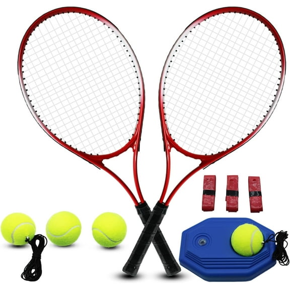 Tennis Rackets for Adult, 2 Players Adult Recreational Tennis Rackets Set for Beginners and Professional with 4 Tennis Balls, 3 Overgrips, 1 Tennis Bag