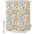 thumbnail image 1 of Tennis Rackets Shower Curtains for Bathroom, Waterproof Fabric Bath Curtains Decor, Bath Tub Curtain Farmhouse Flowers Ball Sports Theme Decorative Shower Curtain Sets with 12 Hooks, 72x72 Inch, 1 of 7