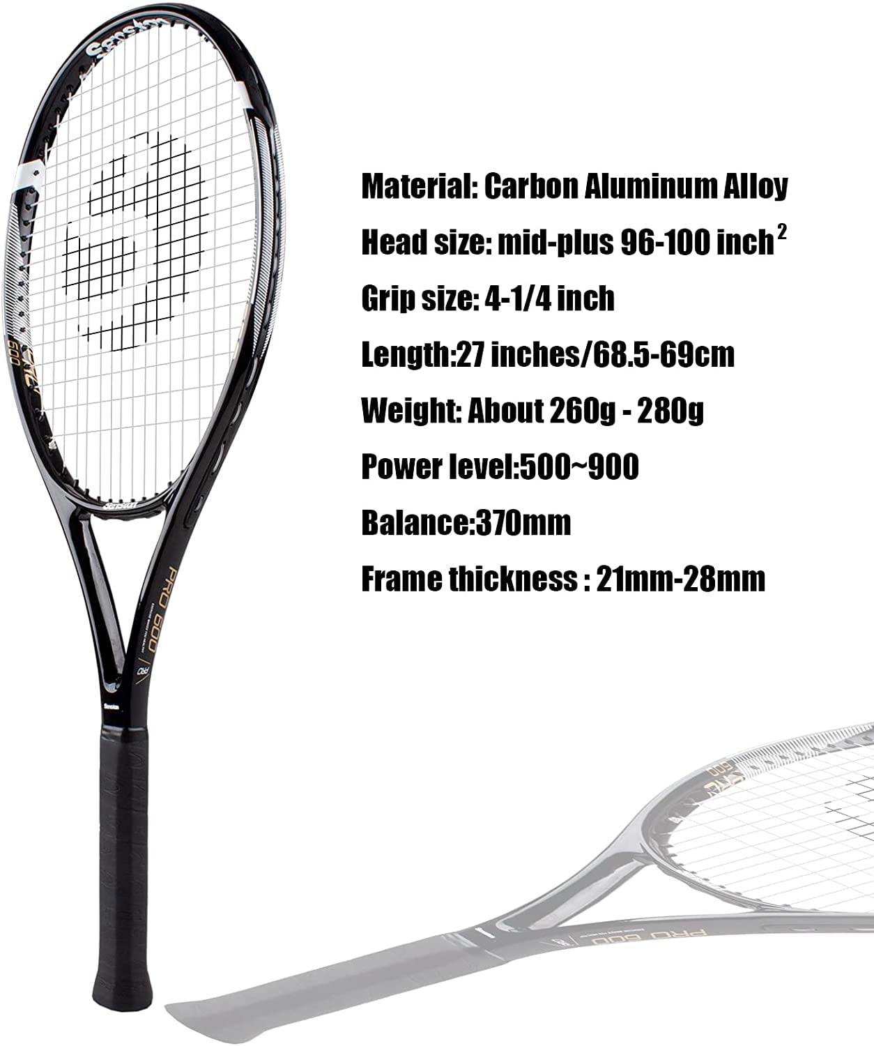 Tennis Rackets for Adults 27 inch Tennis Racquets - 2 Player Tennis Racket Set with 3balls,2 Grips, 2 Vibration Dampers
