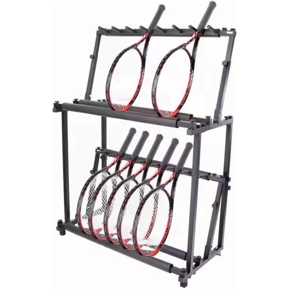 Tennis Racquet Storage Rack, Tennis Racket Holder, Height Adjustable,Large Storage Rack for Tennis Racket/Badminton Racquet/Violins/Guitars,2-Tiers