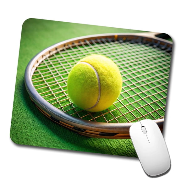Tennis Racquet and Ball Close-up Mouse Pad Low Profile Gaming Mat