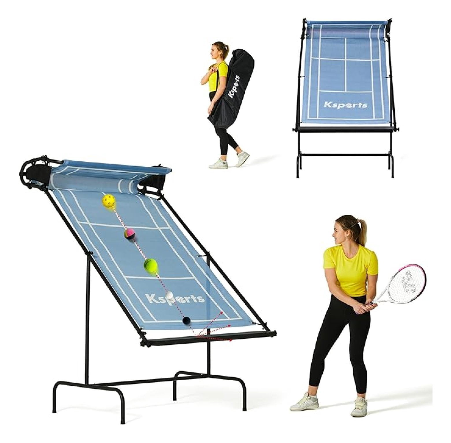 Kids Racket Ball Net Tennis Rebounder Net – Multi Racket Sports Trainer for Tennis ...
