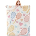 thumbnail image 1 of Tennis Rrackets and Hearts Blanket Gifts for Women Girls Soft Warm Lightweight Cozy Plush Sport Game Throw Blankets for Bedroom Living Room Sofa Home Decor 80"x60", 1 of 5