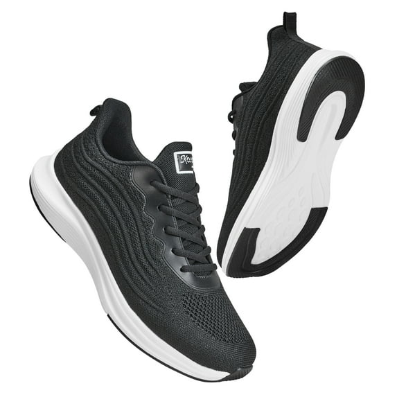 Tennis Shoes Sneakers, Mens/Womens Athletic Running Shoes Non Slip Lightweight Breathable Mesh Fashion Sneakers for Walking Gym Workout Jogging, Black - Size 11