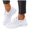 thumbnail image 1 of Tennis Shoes Women Comfy Cushioned Slip on Mesh Walking Shoes Lightweight Lace up Workout Sneakers Knit Loafers White Size 8, 1 of 8