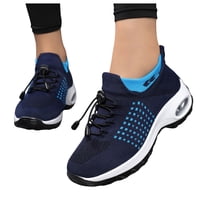 Tennis Shoes Womens Fashion Knitted Platform Sneakers Arch Support Orthopedic Walking Shoes Slip on Antislip Workout Athletic Shoes Blue Size 9.5