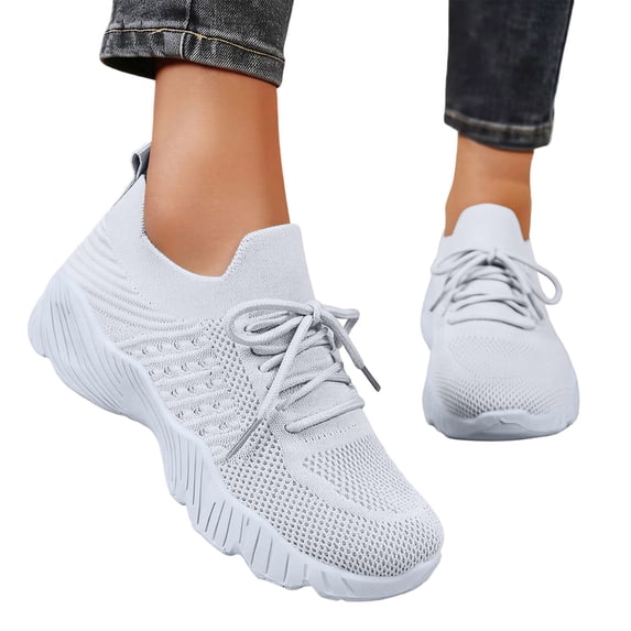 Tennis Shoes for Womens Walking Running Comfort Lightweight Mesh Non Slip Fashion Casual Athletic Gym Slip On Sneakers Gray 7
