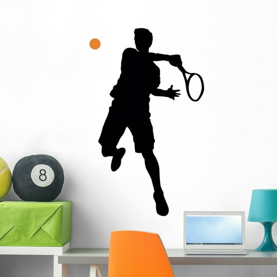 Tennis Silhouette Wall Decal by Wallmonkeys Peel and Stick Graphic (36 in H x 22 in W) WM102526