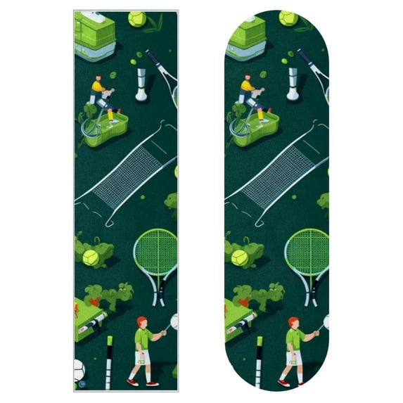 Tennis Skateboard Stickers Pack of Two | Emery Surface with PVC Back | Size 8.8x32.6in/22.4x83 cm