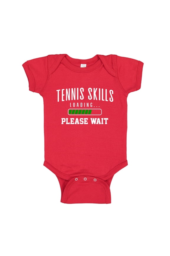 Tennis Skills Loading Please Wait Baby Bodysuit One Piece NB Red