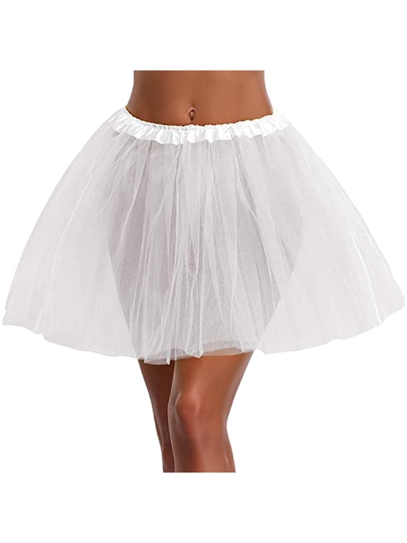 Tennis Skirt Dress New Tutus for Women Adult Tutus Skirts for Women 3 Layered Classic Elastic Tulles Skirts Festival Dancing Running New White One Size