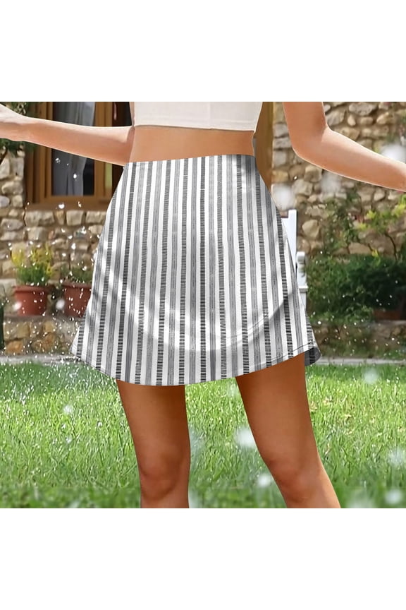 Tennis Skirt Fashion Women's Casual Printed Zipper Versatile And Comfortable Spring And Summer Skirt Gray Xxl