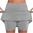 thumbnail image 1 of Tennis Skirt Ladies High Waist Tennis Skirt Built in Shorts, Athletic Stretchy Yoga Shorts, Solid Color Cute 2 in 1 Mini Skorts A-a-Gray Gray XL, 1 of 5