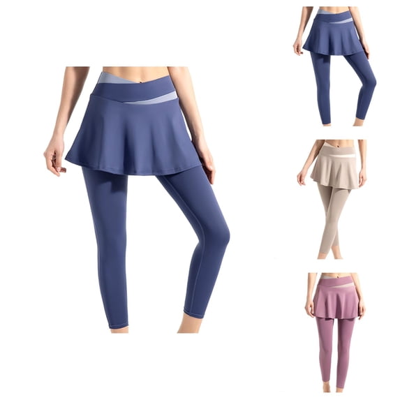 Tennis Skirt Leggings for Women High Waist 2 in 1 Skirted Pants Pickleball Clothing with Pockets Athletic Sportswear for Training