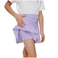 thumbnail image 1 of Tennis Skirt for Girls Workout Athletic High Waist A Line Skort Skirts Built-In Shorts Running Golf Activewear, Purple, 3 Years, 1 of 1