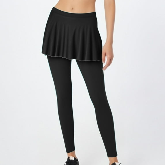 Tennis Skirted Leggings for Women Active Skort Athletic Ruffle Pleated Golf Mini Skirt Leggings Black XXL
