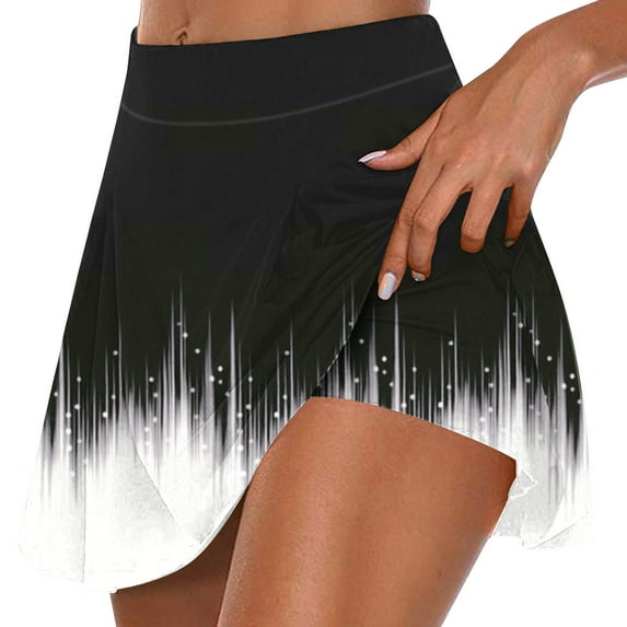 Tennis Skirts for Women LYXSSBYX Yoga Shorts for Women Clearance Women's Summer Pleated Tennis Skirts Athletic Stretchy Short Yoga Fake Two Piece Trouser Skirt Shorts