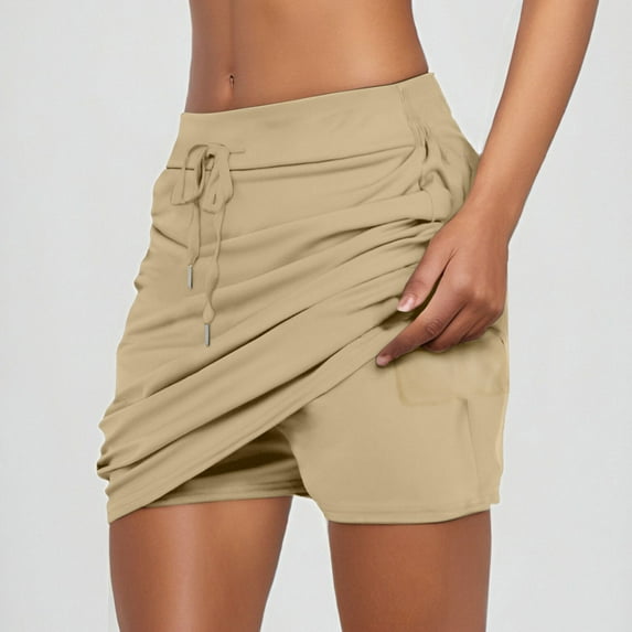 Tennis Skirts For Women Short Athletic Drawstring Skorts Built In Shorts With Pockets Sports Skirt Girls Skirts with Shorts under Corset Waist Tartan Skater Skirt Metallic Foil Fringe Table Skirt Full