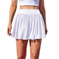 Tennis Skirts for Women 2-In-1 Flowry Mesh Layer Sports Skorts with Pockets