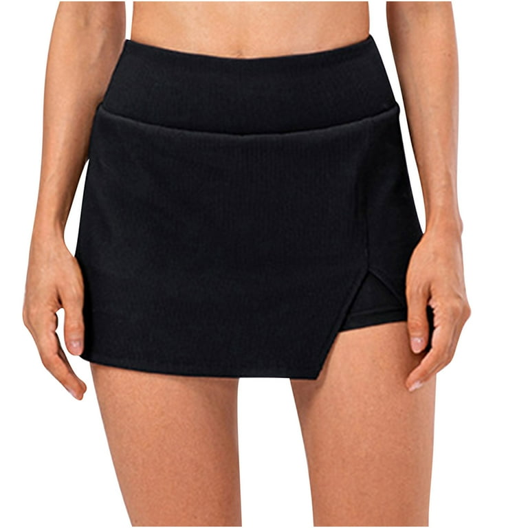 Tennis Skirts for Women Cross Waist Side Slit Athletic Activewear Skorts Winter Golf Solid Color Mini Workout Running Shorts